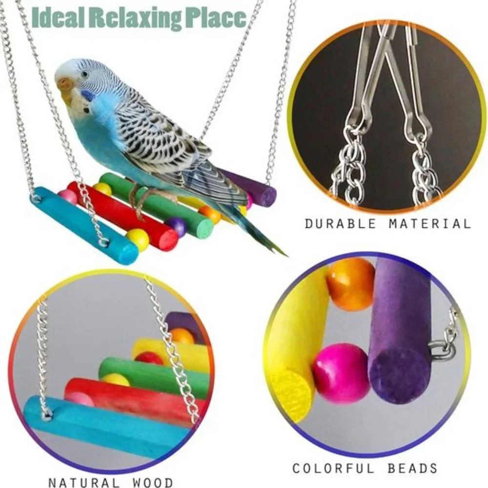 Bird Parakeet Cockatiel Toys,19 Pcs Pet Bird Cage Swing Hammock Shoe Chewing Toy